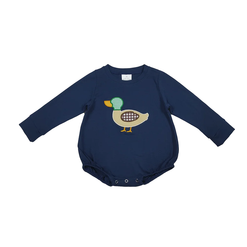 

9.25 Baby Winter Rompers Embroidery Baby Boys Navy Fall Mallard Ducks Rompers
