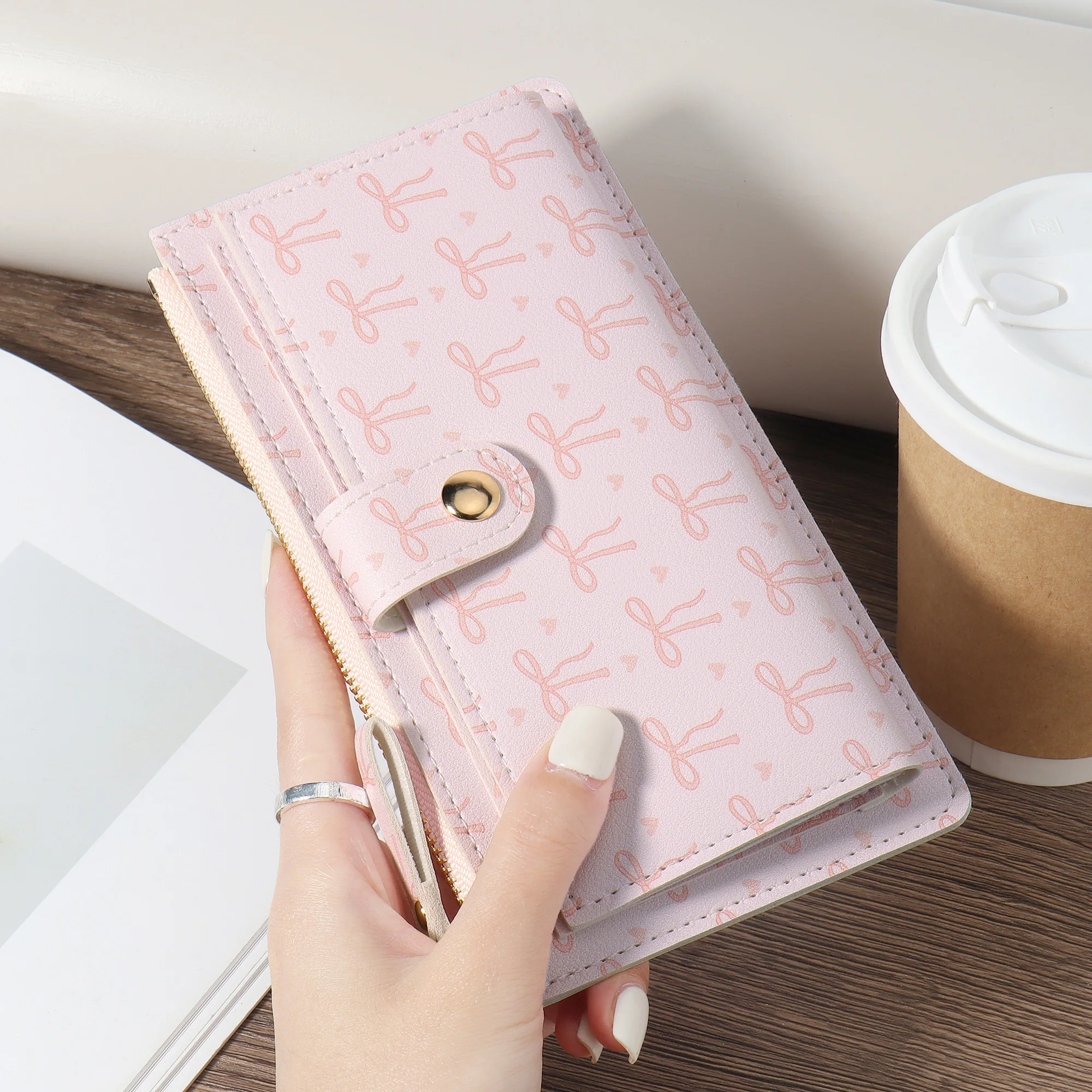 Women's long wallet, coin wallet, multi card slot function wallet, elegant folding wallet for women, with card slot and zipper p