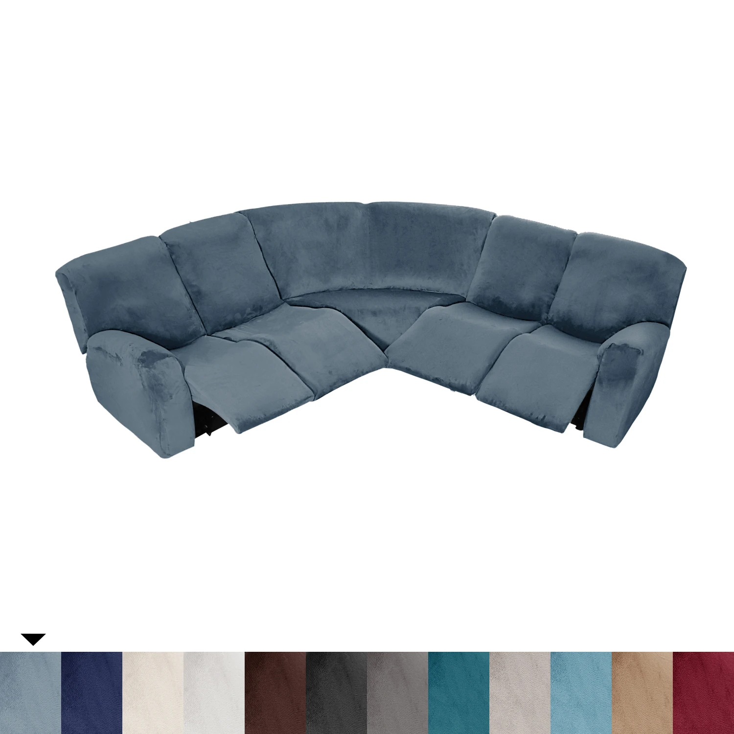 7-Piece L Shape Velvet Stretch Recliner Corner Sofa Covers for Sectional Sofa Set Reclining L Shape Sofa Slipcovers