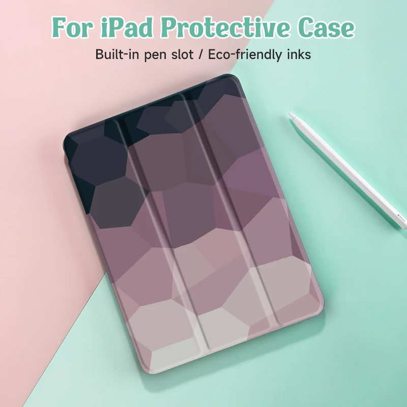 Purple square Case Compatible With iPad iPad 9.7-Inch (6th/5th Generation, 2018/2017)Mini4/5 ,Air4/5 10.9in,With Pen Holder