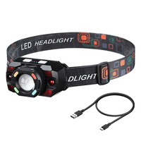BORUiT Motion Sensor LED Headlamp USB Rechargeable Portable Fishing Head Torch 5 Modes Built-in Battery Outdoor Camping Lantern