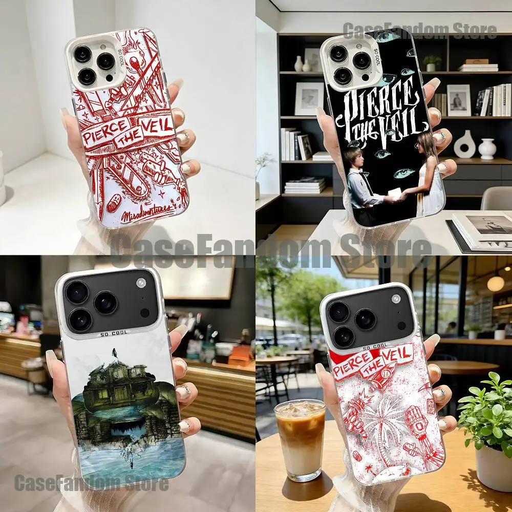 

Band P-Pierces The V-Veil For iPhone 17,16,15,14,13,12,11,Mini,Pro,E,SE4,XS,MAX White Shockproof Candy Matte Cover