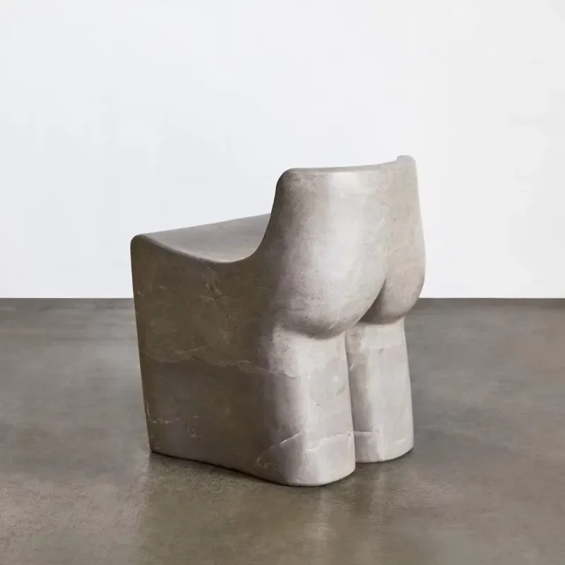 Modern Sculptural Natural Marble Stool Waterproof Side Table for Indoor Villa Bathroom Restaurant Use Bedside Nightstand