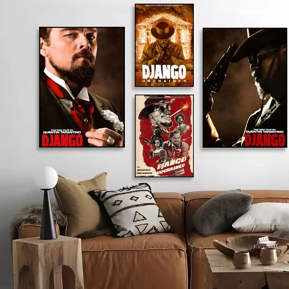 الفيلم الكلاسيكي D_Django U_Unchained HD قماش الكتان المشارك جدار الفن يطبع لغرفة المعيشة غرفة نوم مكتب هدية تزيين المنزل #2