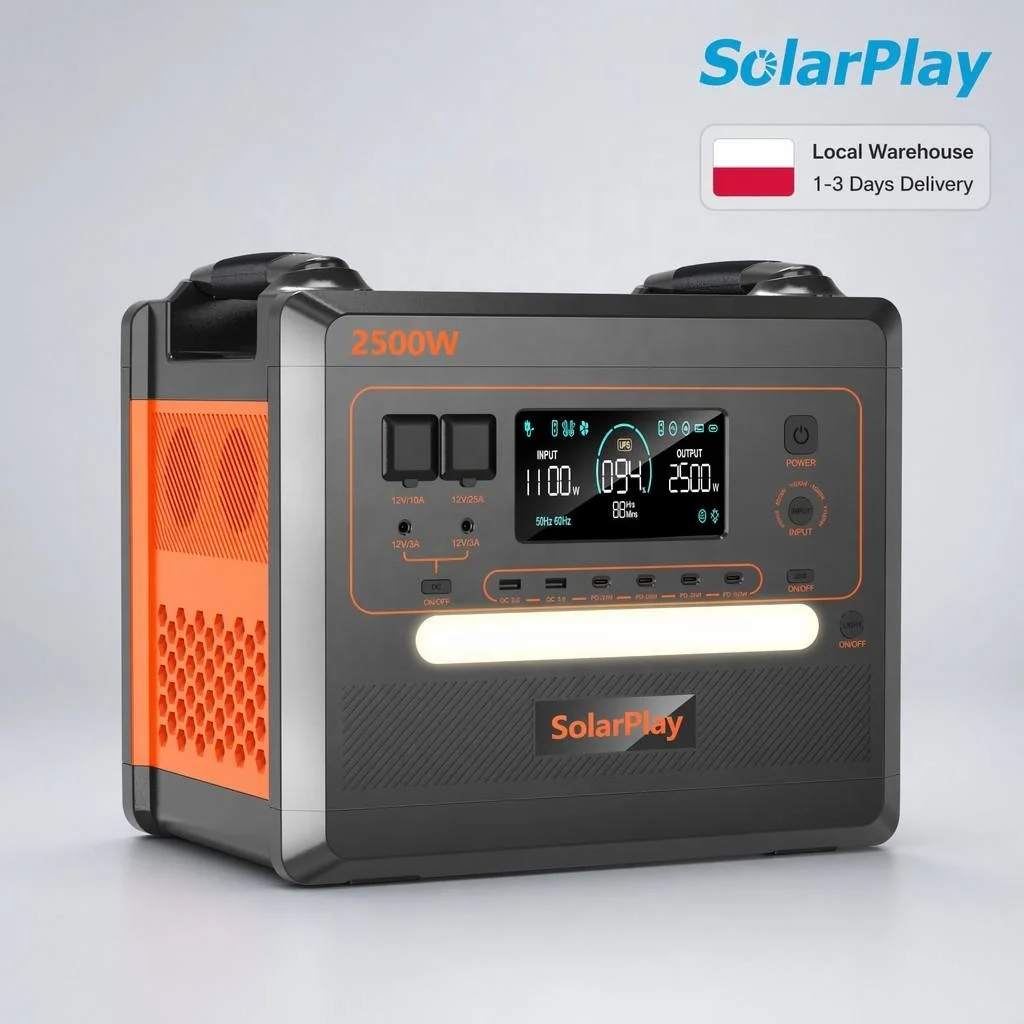 2306Wh Portable Power Station 2500W Solar Generator Fast AC Charging Emergency Power Supply for EU Home
