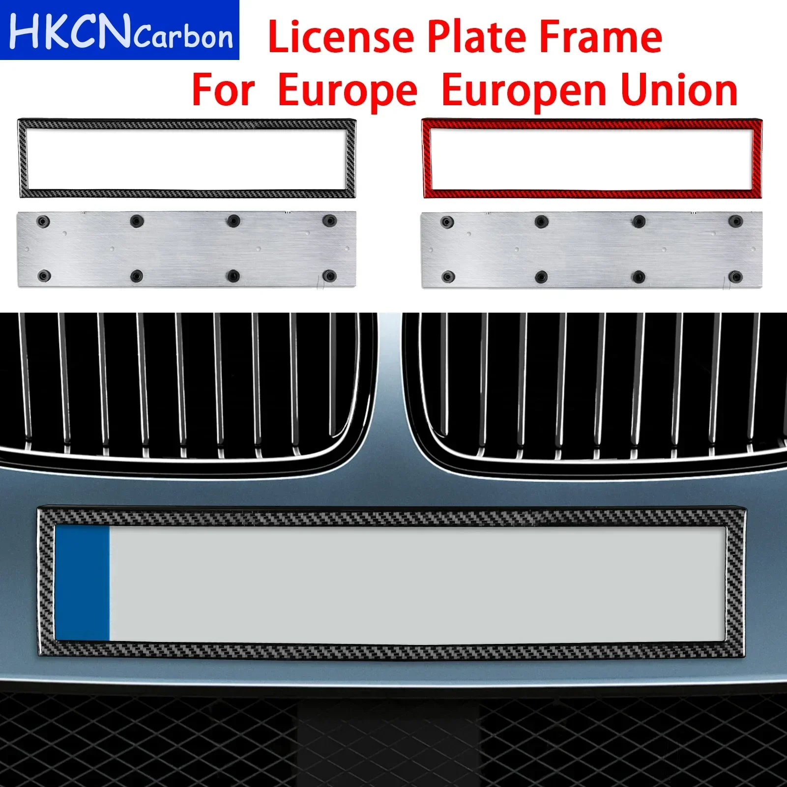 

1 Pcs License Plate Frame For Europe Europen Union Standard Carbon Fiber Style Car Exterior Accessories Decorative Modification