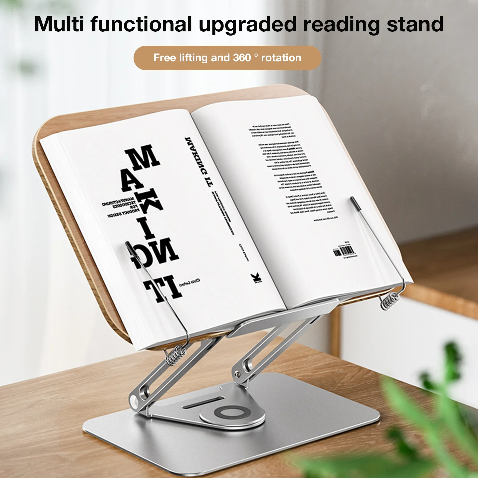 adjustable-walnut-book-stand-360°-rotatable-aluminum-reading-holder-foldable-height-angle-support-for-thick-book-laptop-tablet