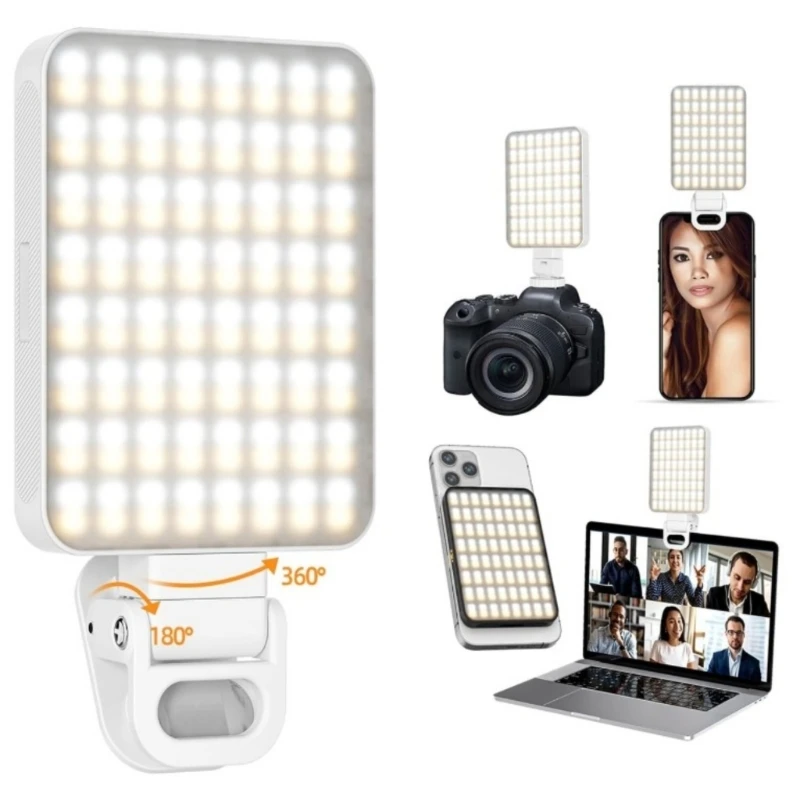

128LED Rechargeable Selfie Light, Clip Magnetic Fill Light for Phone Laptop Tablet For Vlogging Video Conference Live Stream