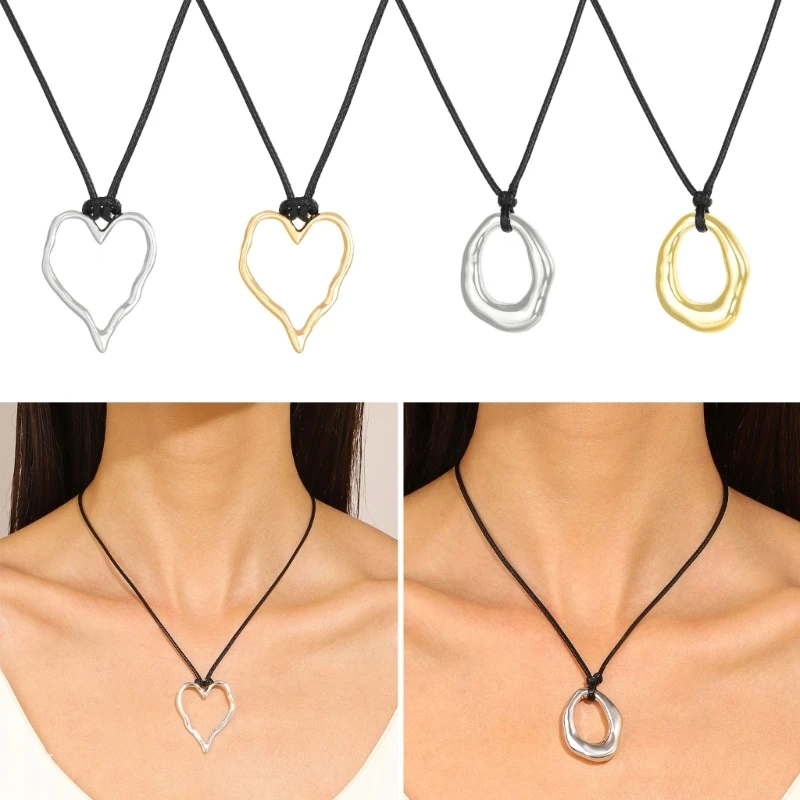 Pendant Necklaces Pendant Necklaces Irregular Shaped Jewelry CCB Material Geometric Neck Jewelry Rope Necklace for Girls