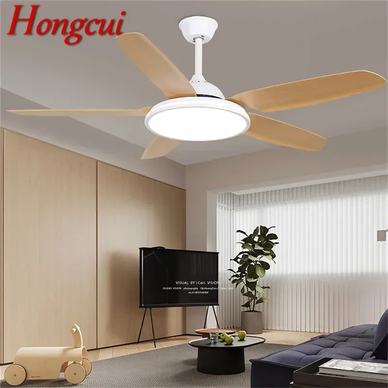 Hongcui Modern Fan Light Luxury Living Room Restaurant Bedroom Study LED Ceiling Fan Light Remote Electric Fan Light