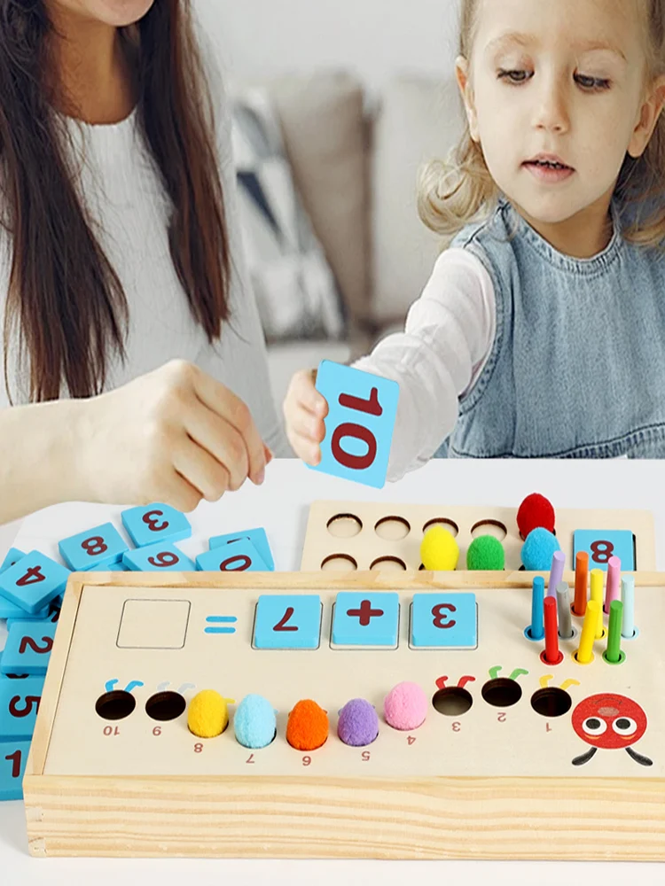Children Math Learning Counting Ten Frame Sets Caterpillar Sorter Box Teaching Aids Educational Toys for Kids Boys Girls