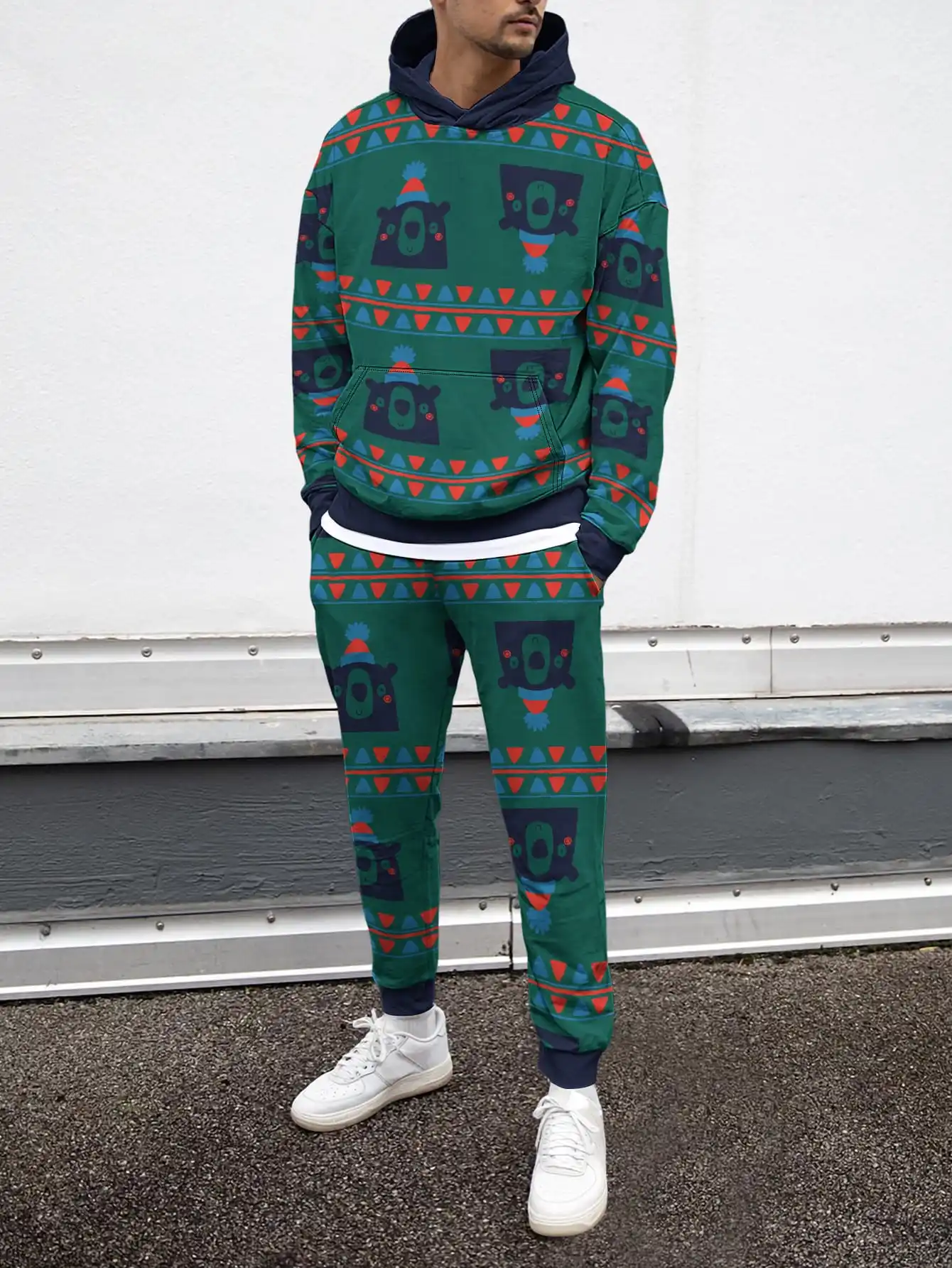 

Harajuku Style Tracksuit Hoodie Trouser 2Pc Sets Creative Art Design 3D Print Tie Dye Men Fashionable Loose Fit Casual Sportswea