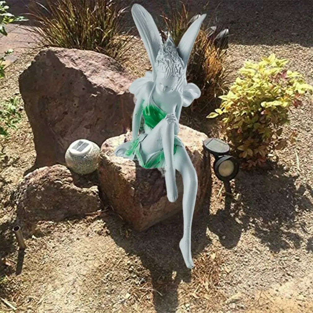 2024 New Flower Fairy Statue Ornament Figurines With Wings Outdoor Garden Resin Craft Landscaping Yard Decoration Fast Delivery