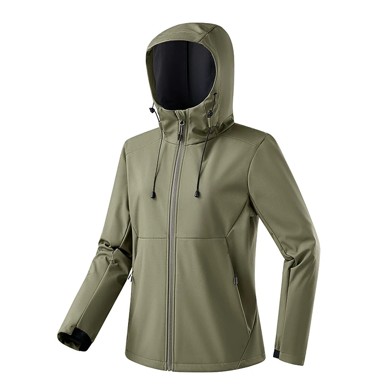 Men Women Softshell Jacket Hooded Windbreaker Waterproof Windproof Fleece Lined Outdoor Hiking Climbing Camping Coat M‑5XL 0466