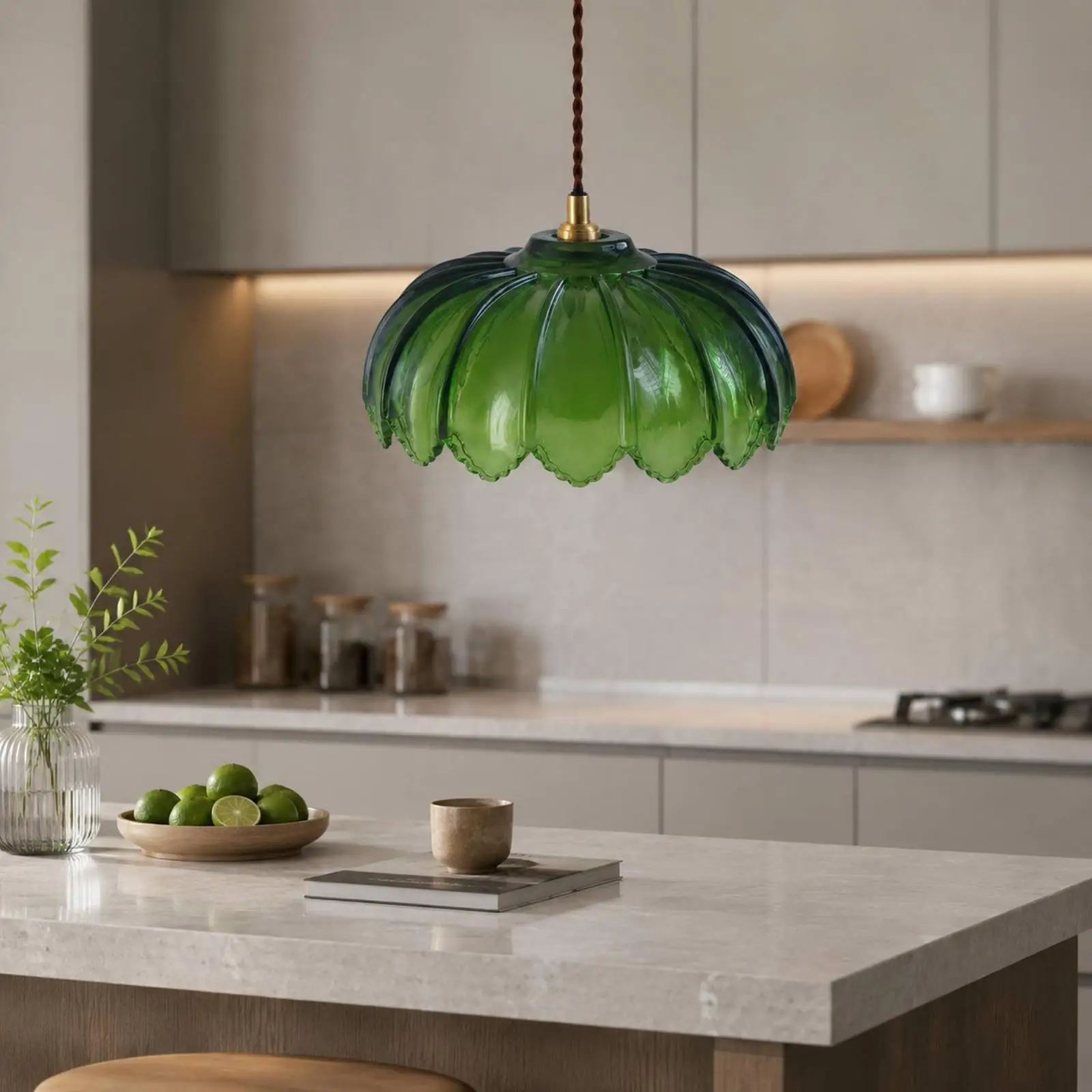 Fluted Glass Chandelier Lampshade Easy to Install Ribbed Glass Dome Shade Shatter Resistant Non-Yellowing for Kitchen