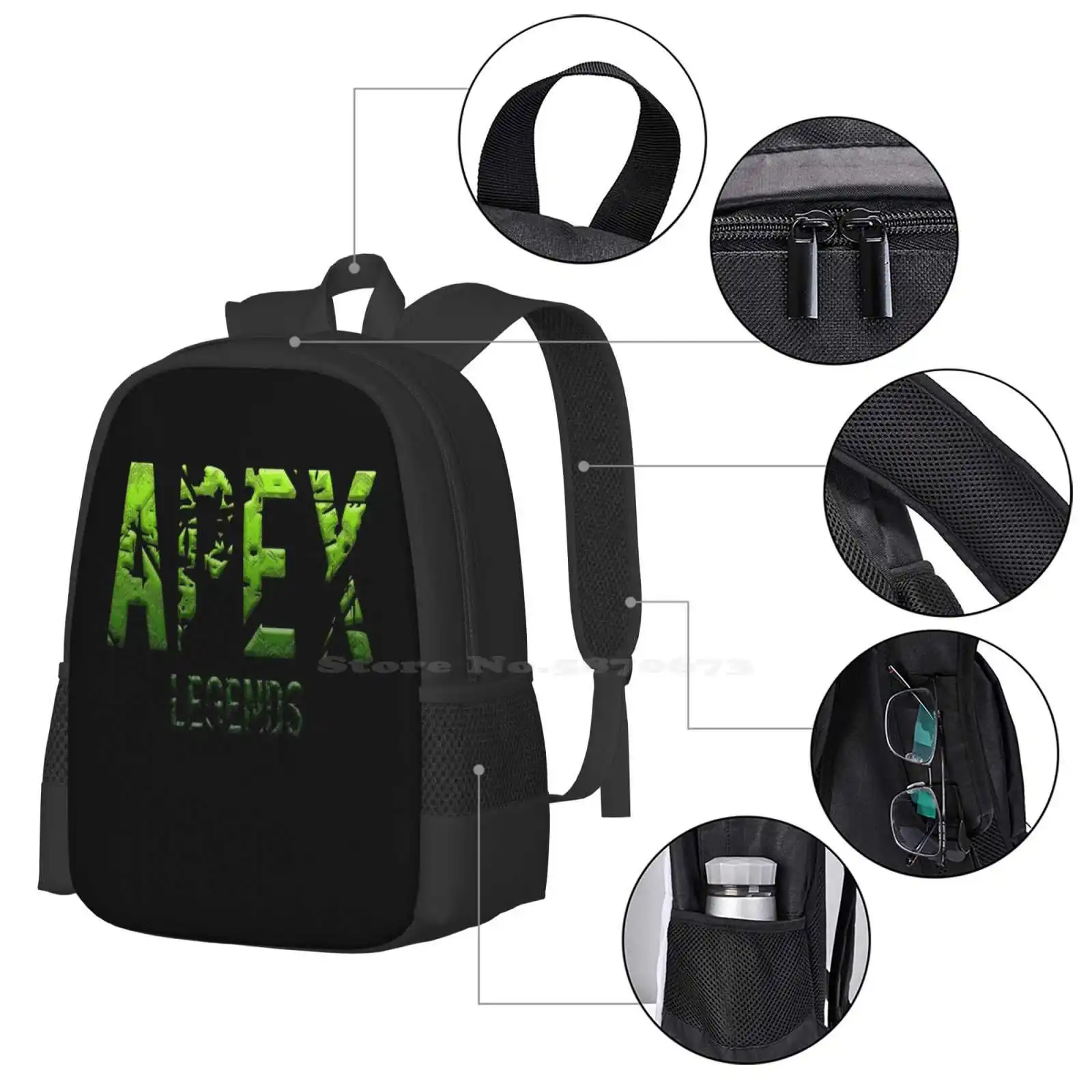 Apex Legends-Gradient ( Green ) Fashion Pattern Design Travel Laptop School Backpack Bag Apex Legends Gear Eighties Synthwave