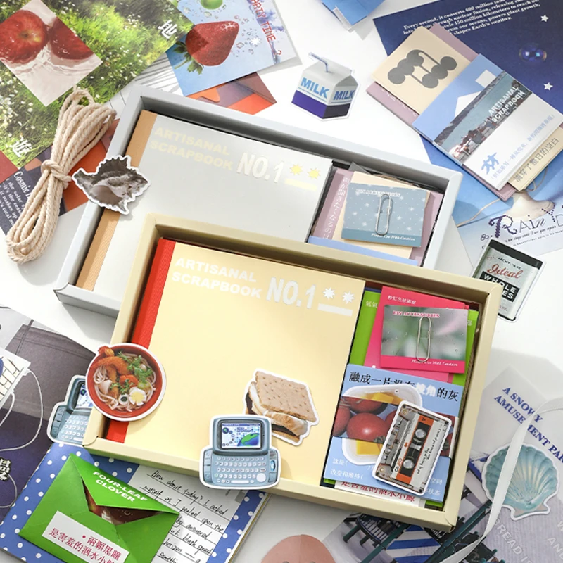 

106Pcs/Box Paper Craft Creation Gift Box 2 Styles Material Pack Scrapbook & Journal DIY Kit for Artistic Crafting