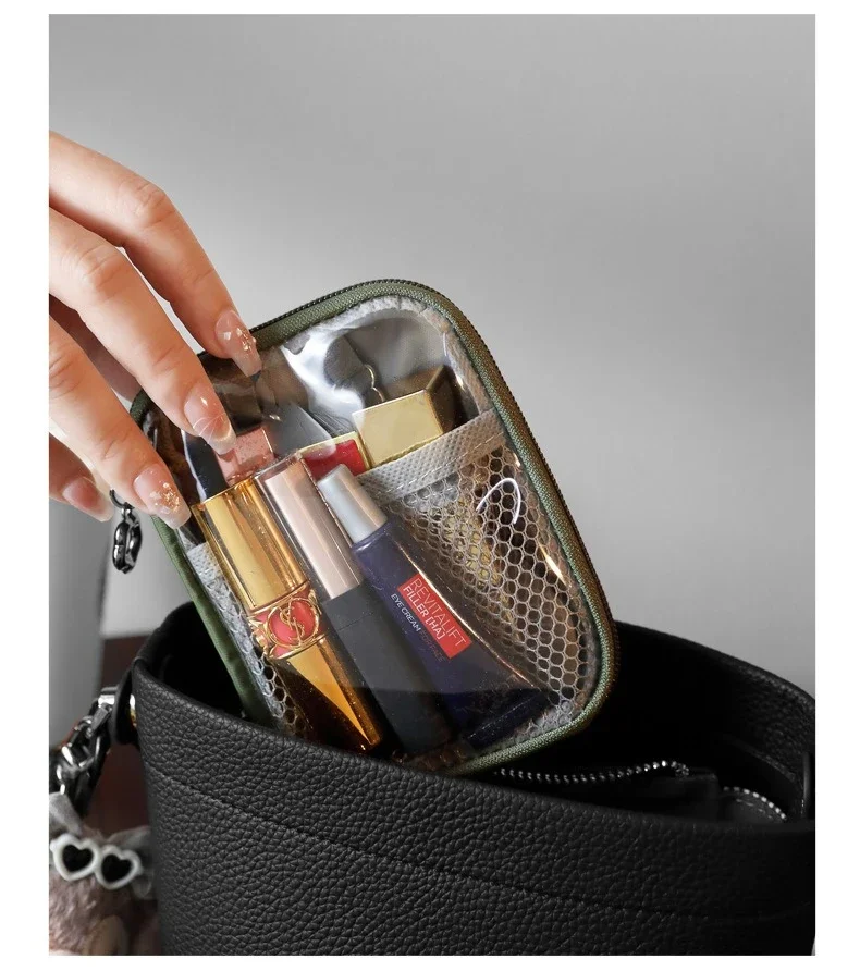 NEUE Tragbare Transparente Lippenstift-Tasche Kosmetik-Organizer Reise-Bluetooth-Kopfhörer Ladekabel-Etui – Detail 6