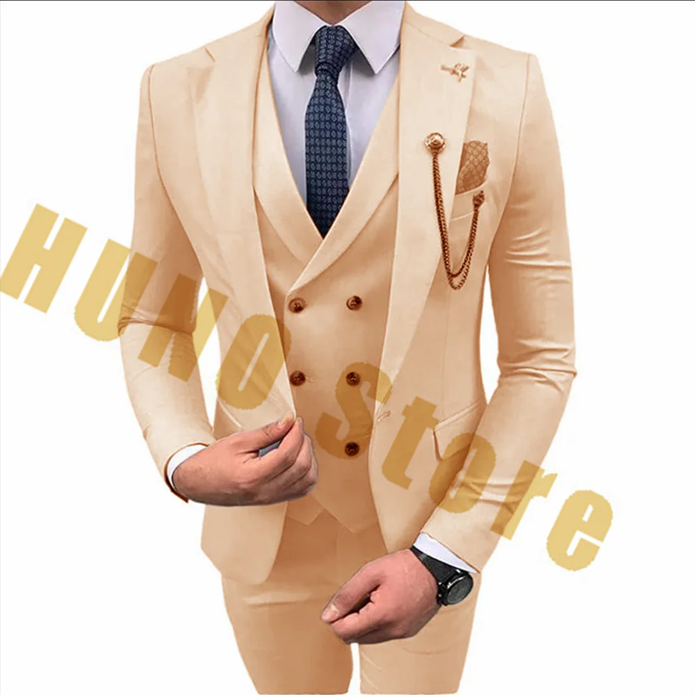 3-piece Suit for Men Wedding Ceremony Dress Party Evening Elegant Luxury Celebrity Mens Suits Slim Fit Men's Graoom Suit Set Man