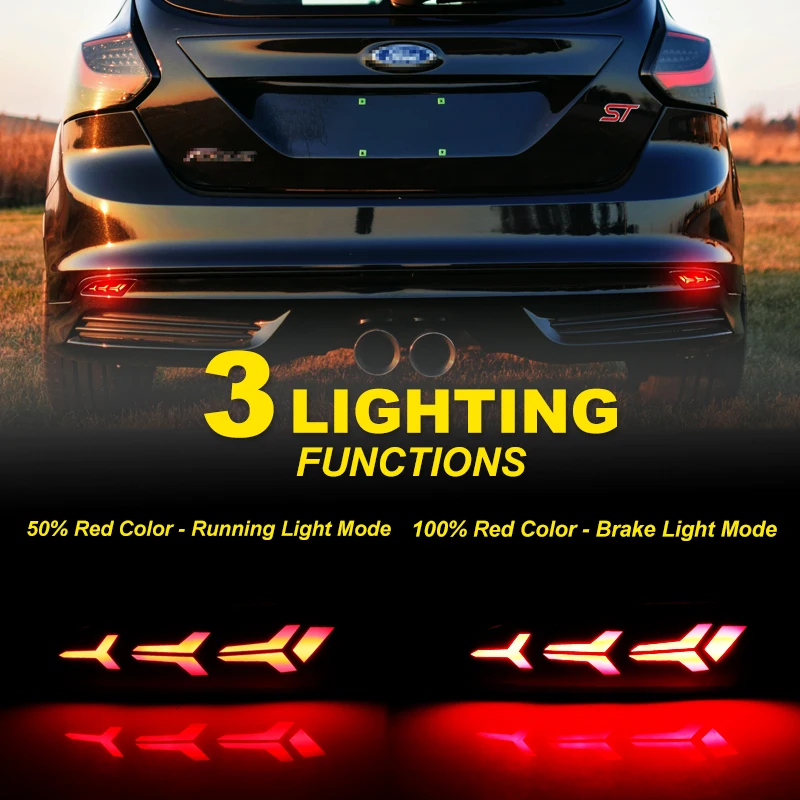 2 قطعة عاكس الوفير الذيل الفرامل أضواء الضباب الخلفي ل 2012-2014 فورد التركيز وظيفة ك الذيل والفرامل ومصابيح الضباب الخلفية بدوره إشارة