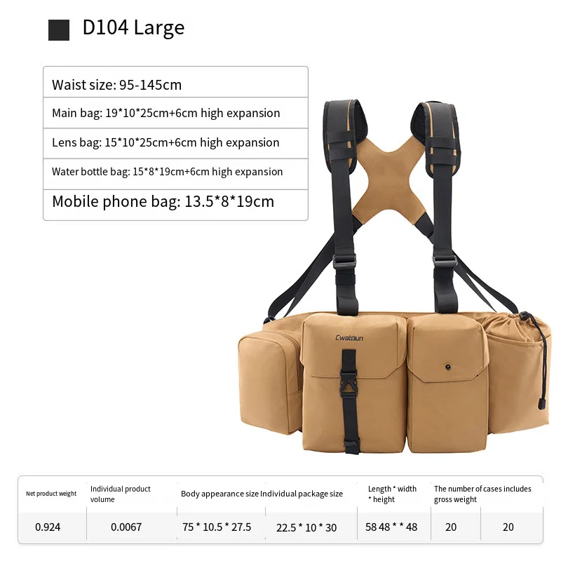 Multifunctional Camera Bag, Large Capacity, Outdoor Portable Canvas Polyester Tactical Camera Waist Bag