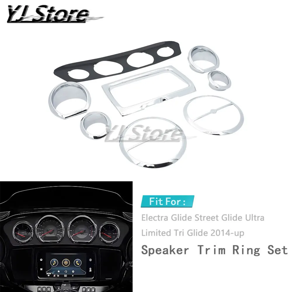 Ajuste para Harley Electra Glide Street Glide Ultra Limited Tri Glide 2014-up calibre interruptor estéreo adornos de instrumentos cubierta de detalles