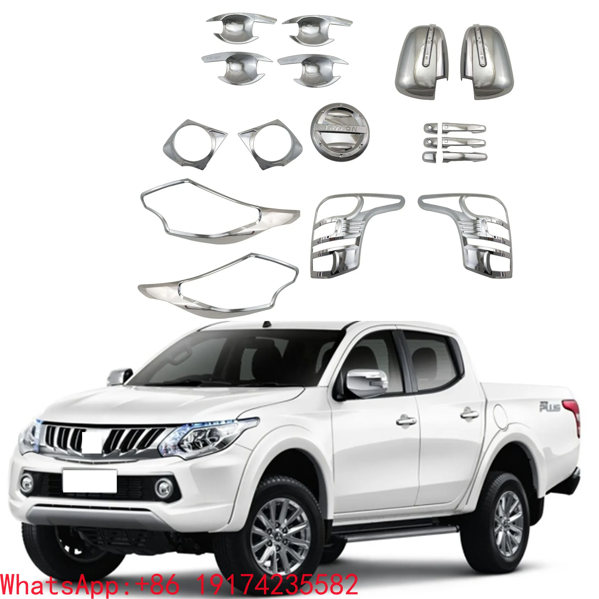 

Full Set 2016-2019 ABS Car Chrome Strips Accessories Headlamps Taillight Fog Light Handle Cover Trim for Mitsubishi L200 Triton