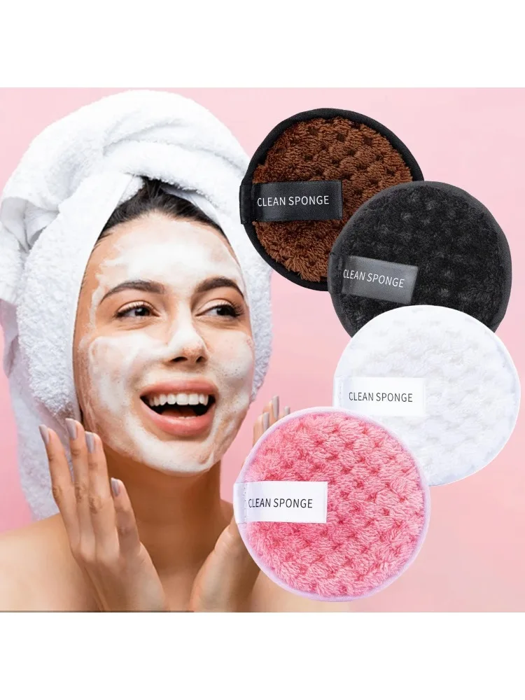 Tampon de coton en microfibre démaquillant, 4 pièces, cosmétiques, serviette de maquillage lavable, éponge de nettoyage, outil de soins de la peau, gant de toilette