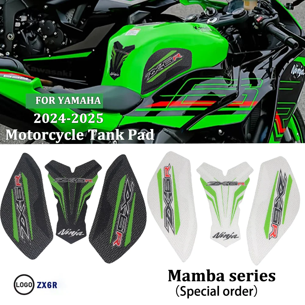 Mamba series Motorcycle Sticker Anti slip Fuel Tank Pad 3D Side Gas Knee Grip Traction Pads For Kawasaki Ninja ZX6R ZX-6R 2024-