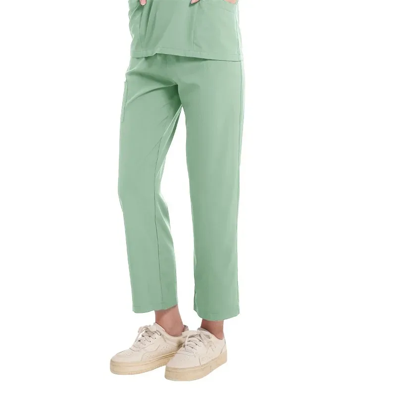 Solid Color Work Pants High Quality Women's Elastic Waist Doctor White Scrub Pants Spring Autumn Nurse Dental Care Uniform Pant
