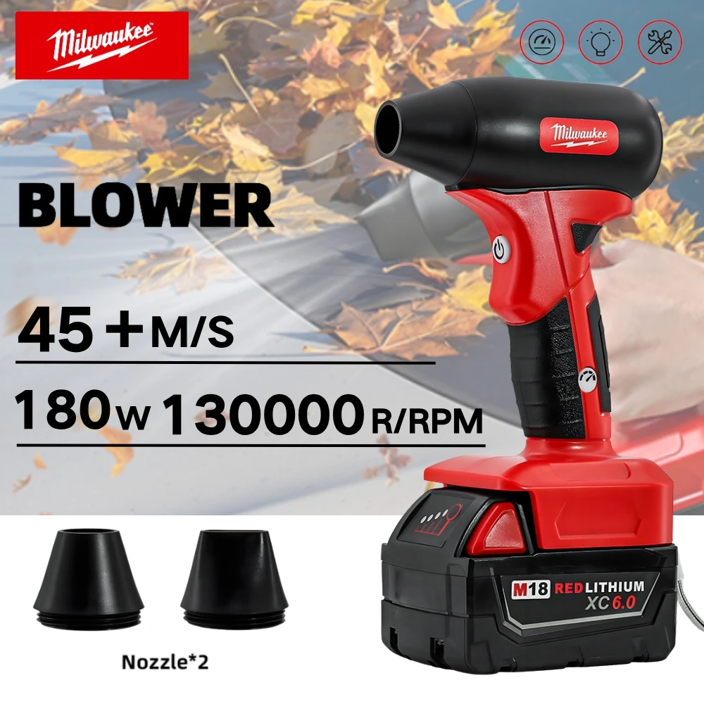 

Milwaukee Brushless 130000rpm Electric Mini Turbo Blowers Jet Fan 45M/S Violent Car Dryer Handheld Dust Blowing Tool 18V Battery