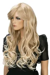 Long Wavy Mix Blonde Hair Cosplay Heat-Resistant Synthetic Hair Wavy Blonde Wigs Women Grils