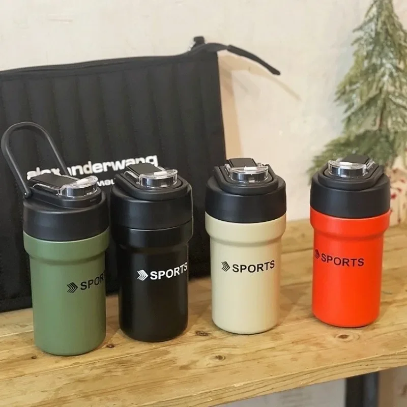 

Stainless Steel Insulated Bottle Dual Drink Coffee Cup Simple Outdoor Sports Water Bottle Portable Portable Portable Cup