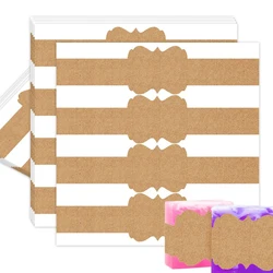 Custom 100Pcs Eco-Friendly Kraft Paper Labels 8.5x2 Inch，Printable Blank Adhesive Wrap Stickers for Handmade Soap, Bath Bombs