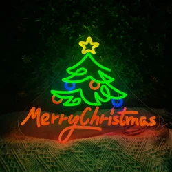 Merry Christmas Neon Sign Led Light Up Sign Room Decoration Dimmable Xmas Art Lights For Wall Decor For Home Party Room Gifts