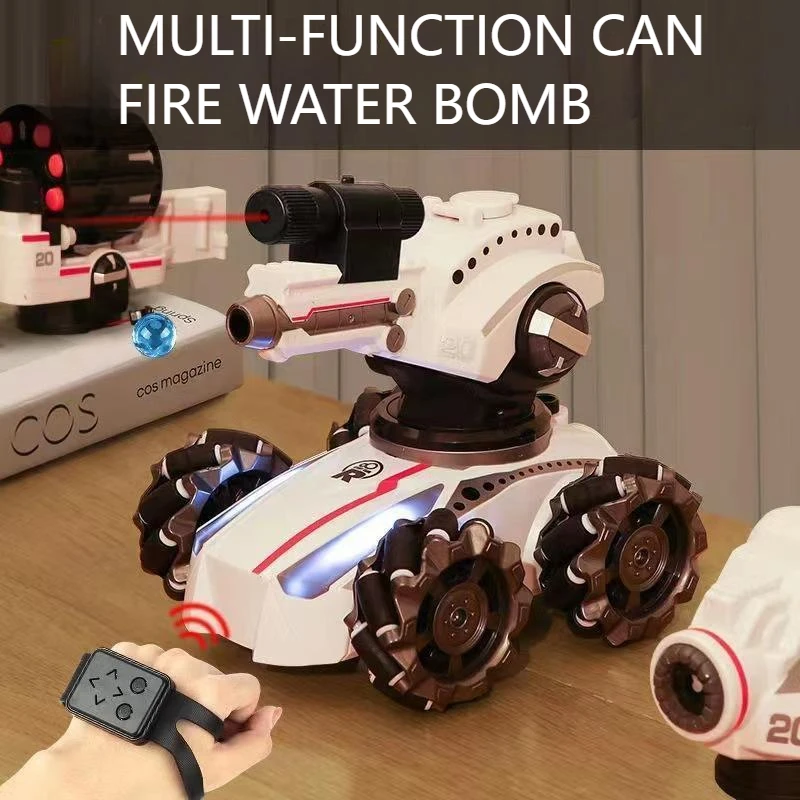 

Gesture Sensing Four-wheel Drive Remote Control Multifunctional Water Bomb Soft Bomb Bubble Tank Car Charging Toy Gift