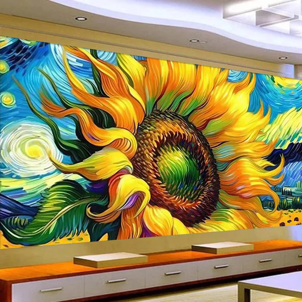 

Large Size Diamond Painting Cross Stitch Sunflower Diy Full Square/Round Mosaic Embroidery Flowers Picture Wall Decor