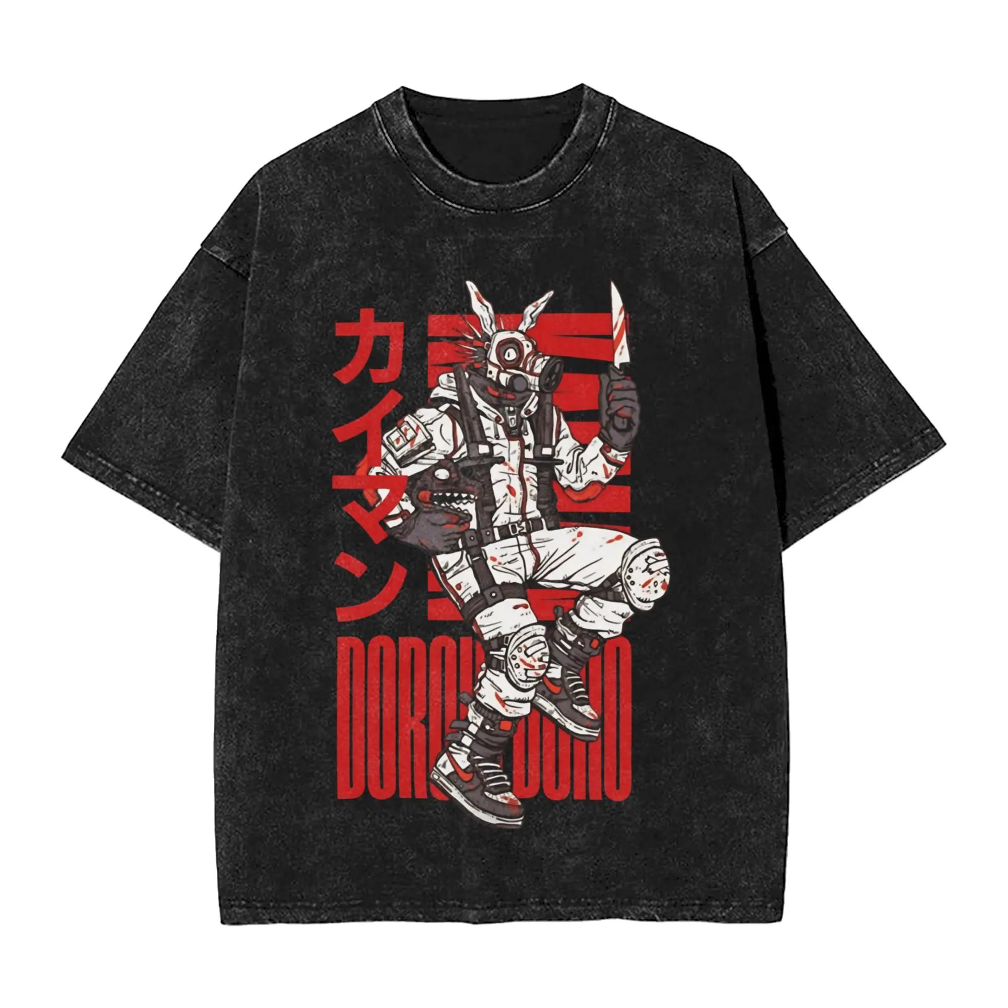 Dorohedoro Kaiman Anime T Shirt Beach  Vintage T Shirts Cotton Hipster Tee Shirt For Male Short Sleeves Print Tees