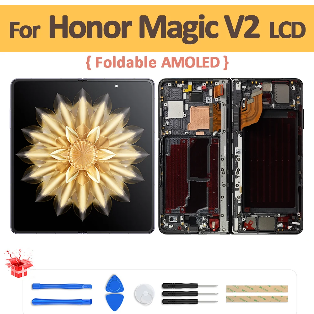 

7,92 "оригинальный складной ЖК-дисплей для Huawei Honor Magic V2 VER-AN10, ЖК-дисплей, сенсорный экран, дигитайзер в сборе, запасные части