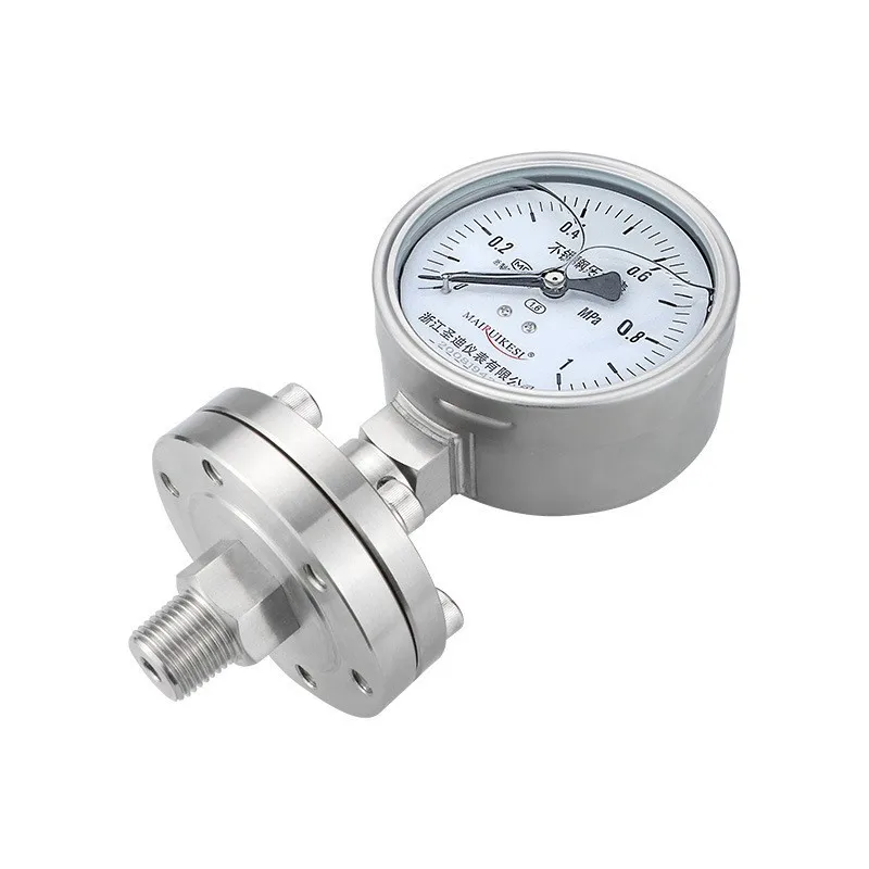 Favorable Price 304ss Diaphragm Seal Hydraulic Oil Co2 Pressure Meter 4 Inches Manometer Pressure Gauge