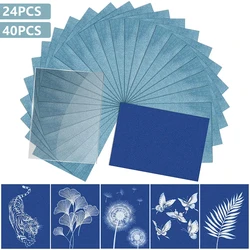 24/48Pcs 태양 인쇄 용지 키트 Cyanotype Paper A4 태양 드로잉 용지 아이 공예 클래스 DIY Art를위한 고감도 Cyanotype Papers