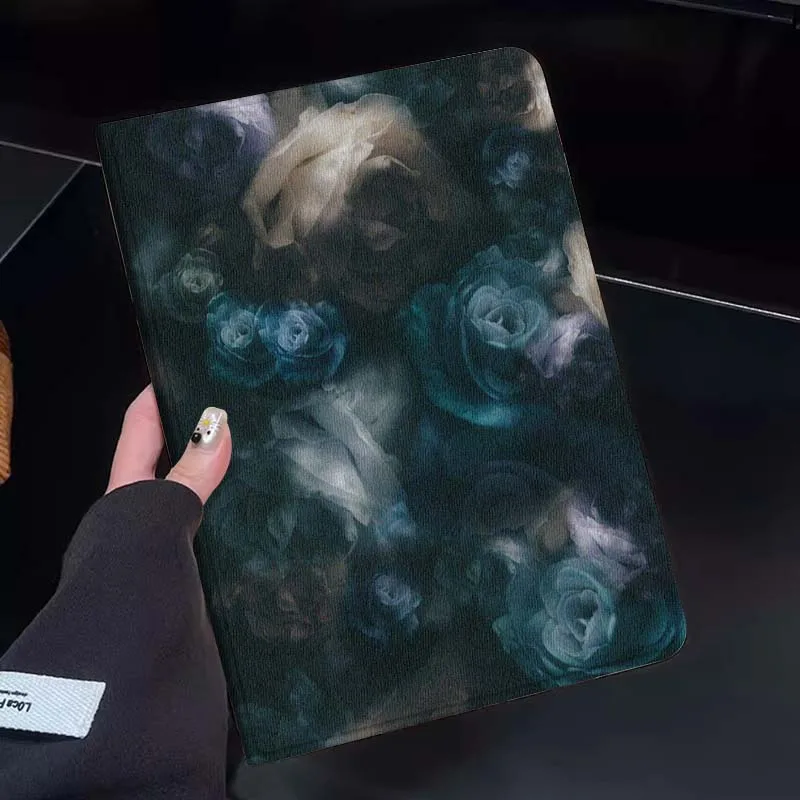 

Vintage Blue Rose Pattern Tablet Case For Huawei Honor MatePad MediaPad Air 5 6 7 11 V6 V7 V8 V9 X9 X8 T10 T10s C5e T5 Gift