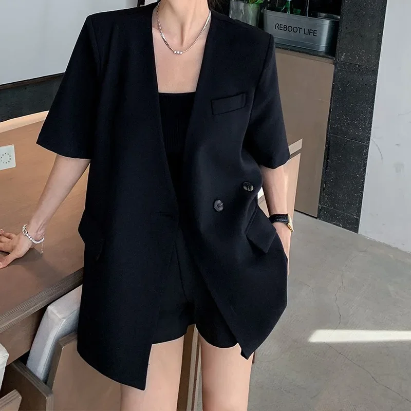 

Summer Thin Short Sleeve Suit Jacket Women's Loose Korean Style Top Polyester Fiber Casual Fashion Outerwear