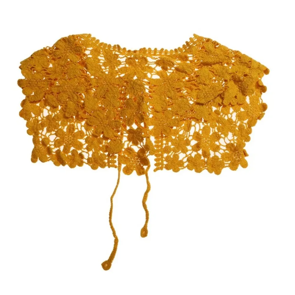 

Повседневная ажурная вязаная кружевная накидка-воротник с вырезами, милая элегантная мини-накидка-шаль для женщин