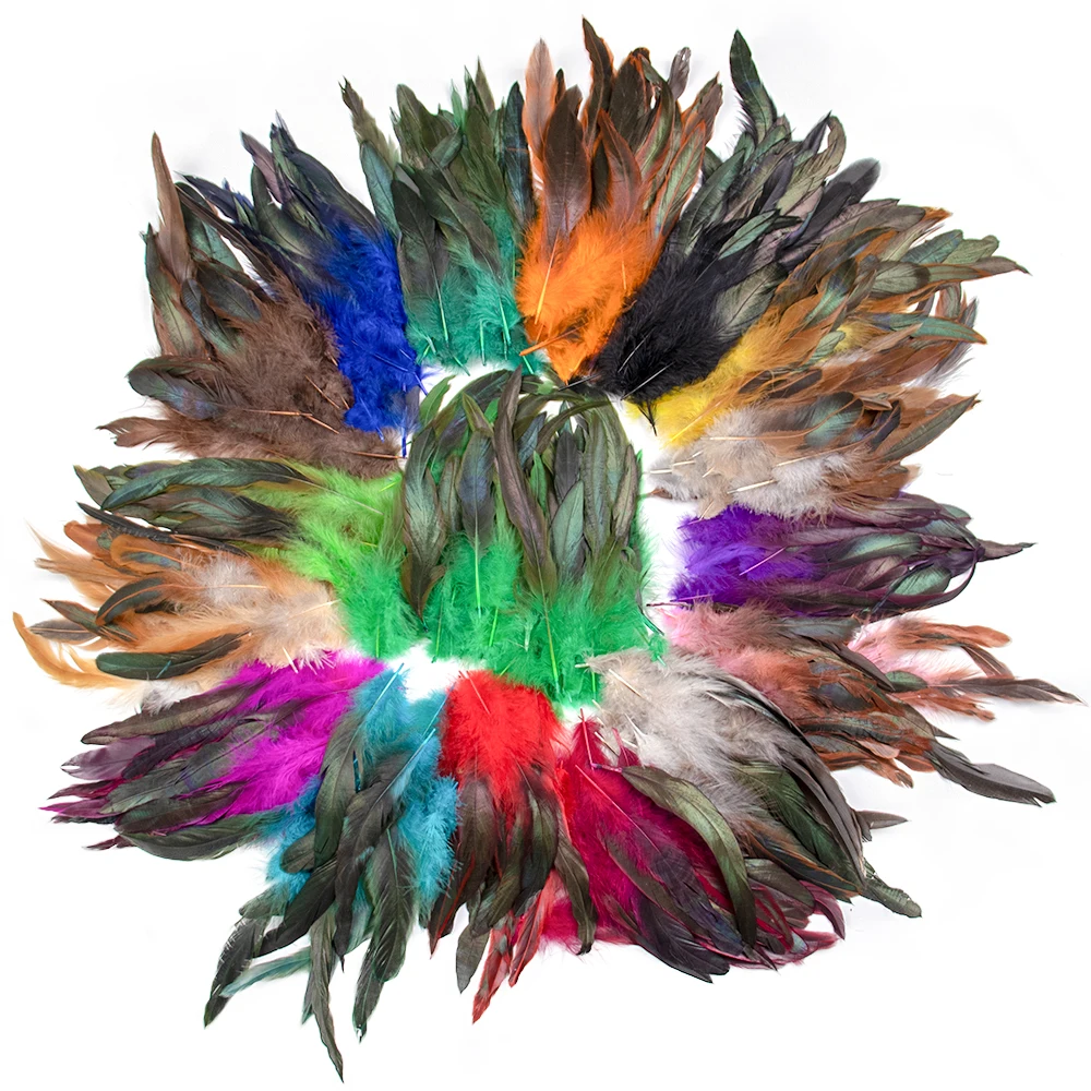 Piume di pollo di gallo colorate naturali all\'ingrosso per artigianato che fanno gioielli Dream Cather Cock Feather decorazione creativa