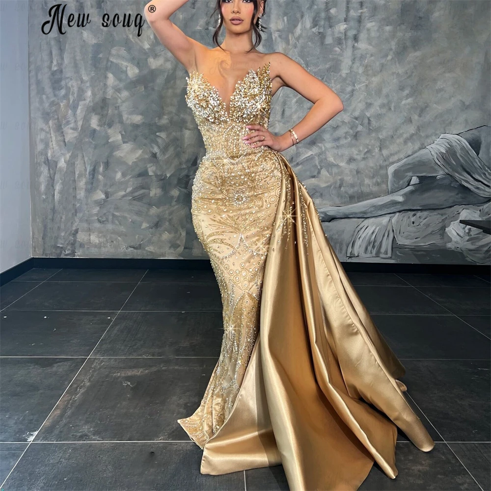 prom dresses 2025 gold Gold Sweetheart A-Line Lace Long Prom Dress With Split Golden / 14