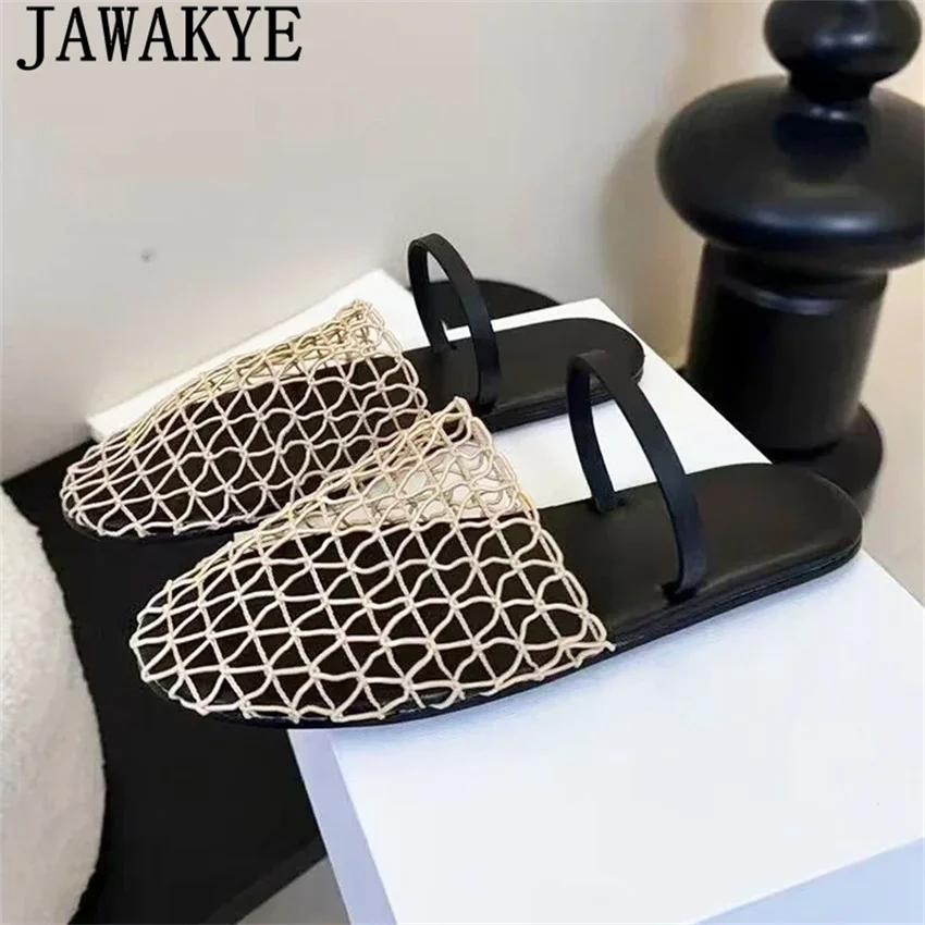 

JAWAKYE/черные сандалии на плоской подошве для рыбалки, женские пикантные сетчатые вентилируемые крутые тапочки, летние повседневные прогулочные туфли в этническом стиле Mujer