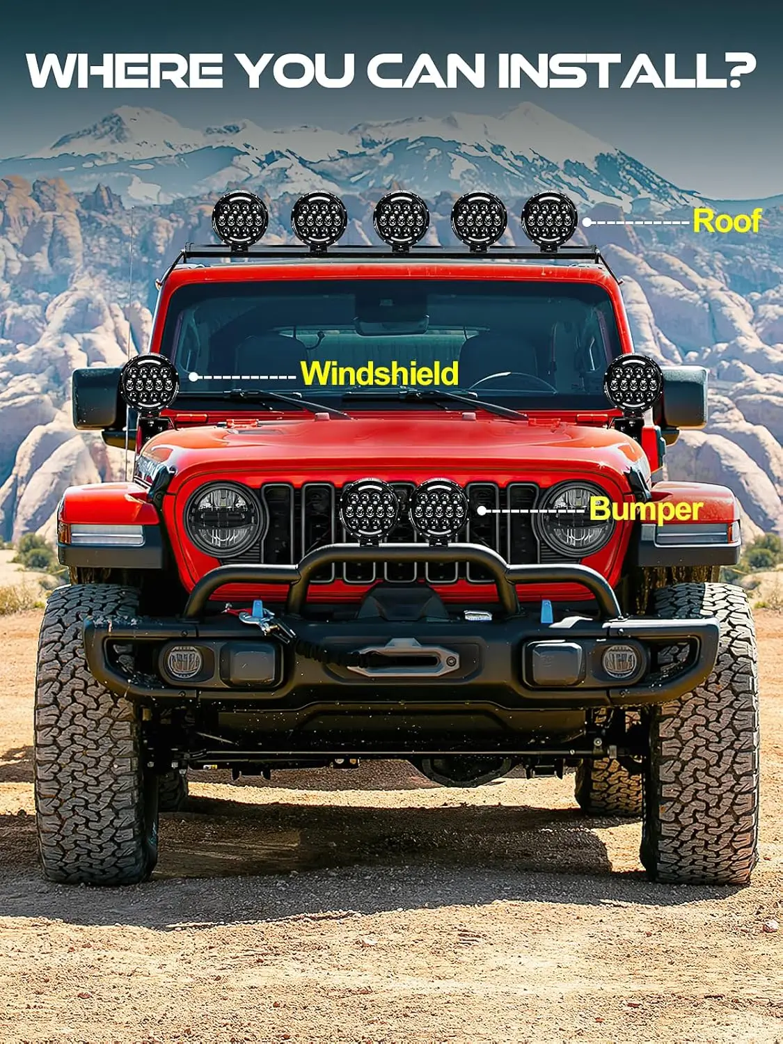 7 Inch 105W Round Spot LED Pods Light Bar High/Low Beam DRL with Adjustable Mounting Bracket Compatible with Jeep Off Road 4WD T