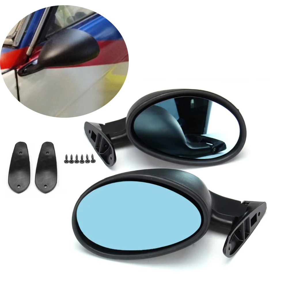 California Style Retro Door Side Wing Mirror Kit Universal Blue Len Hot Rod Rearview Mirror Vintage Flat Mirror Accessory