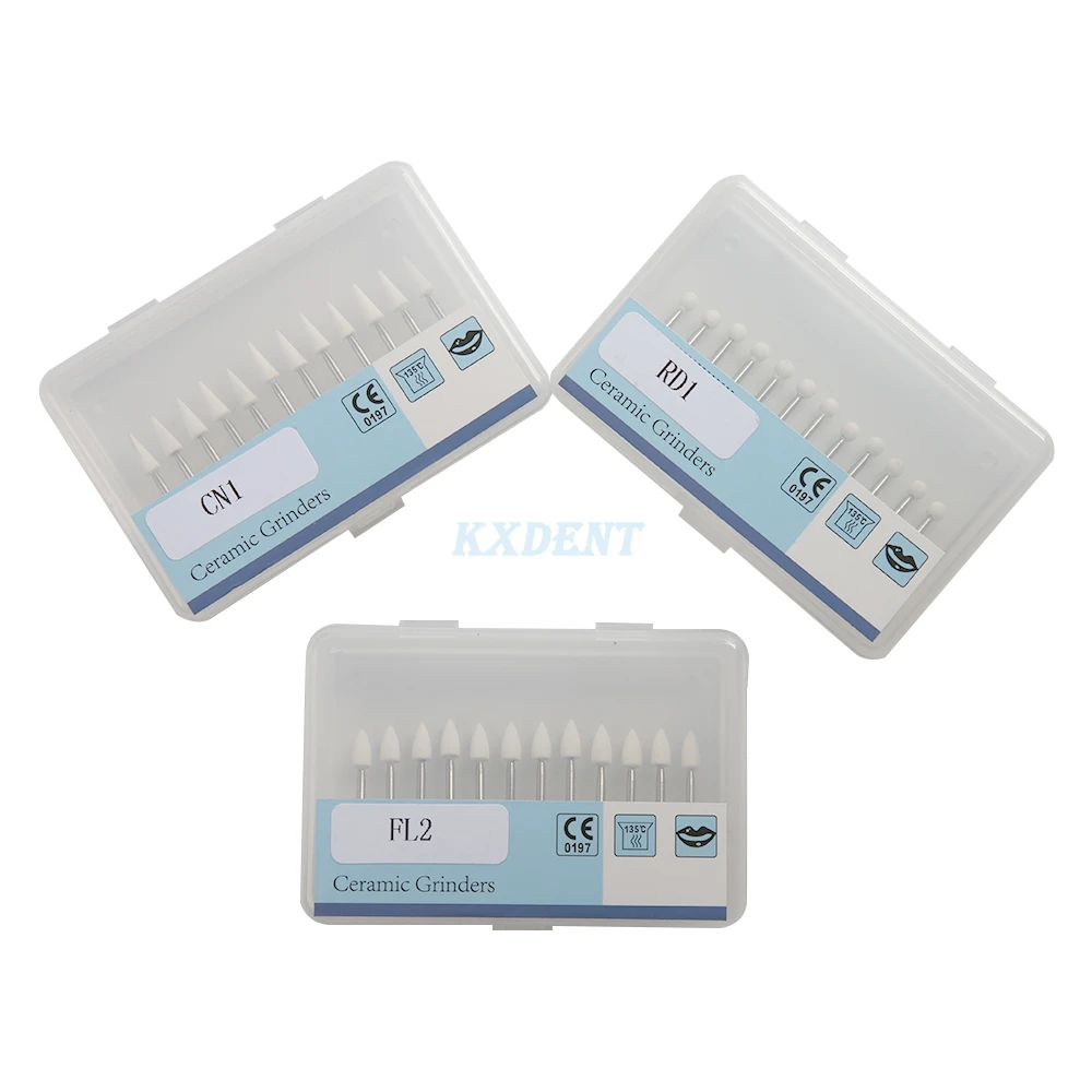 

Dental Lab Ceramic Grinders White Mounted Stone Porcelain Resin Grinding Polishing Burs For High Speed Handpiece